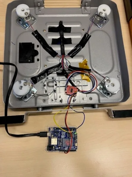 The custom wheel-scale build: load cells and microcontroller.