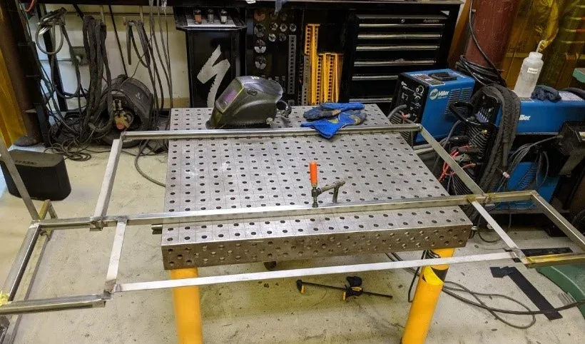 Fabricating the steel solar-panel mounting frames.